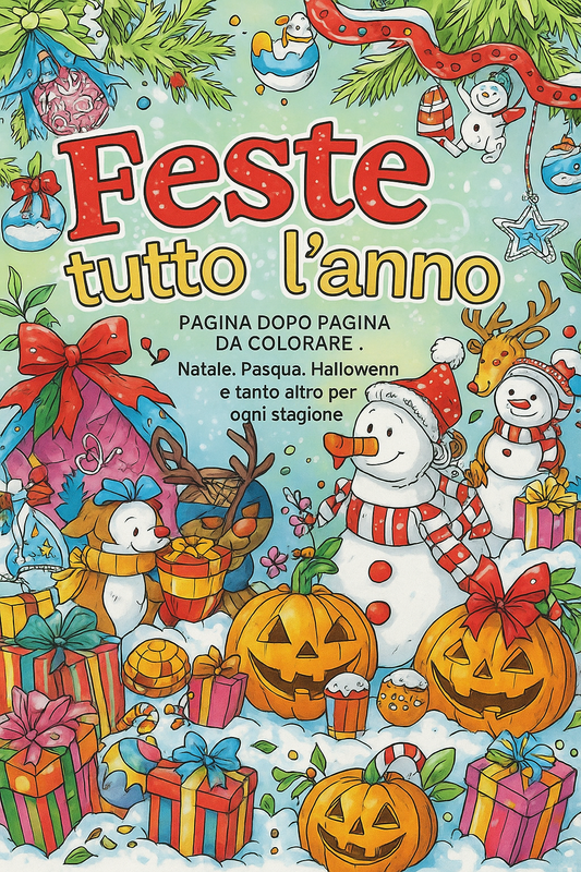 Fiestas todo el año: páginas para colorear una tras otra. Navidad, Pascua, Halloween y más para cada estación.